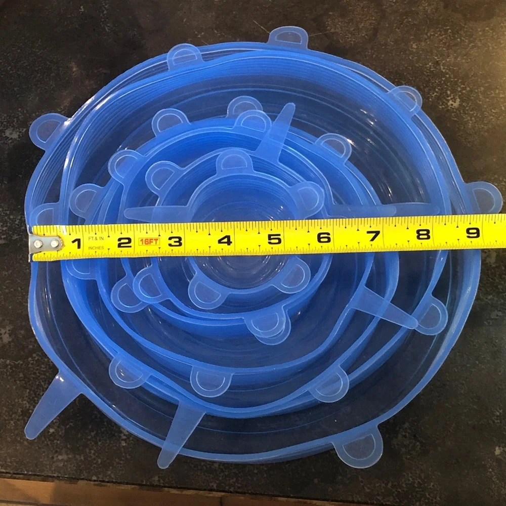 Set of 7 Flexible Silicone Stretch Lids - Blue Nesting Set